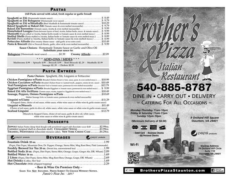 Brothers Pizza & Italian Restaurant - Staunton, VA