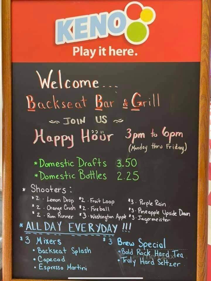 Backseat Bar & Grill - Winchester, VA