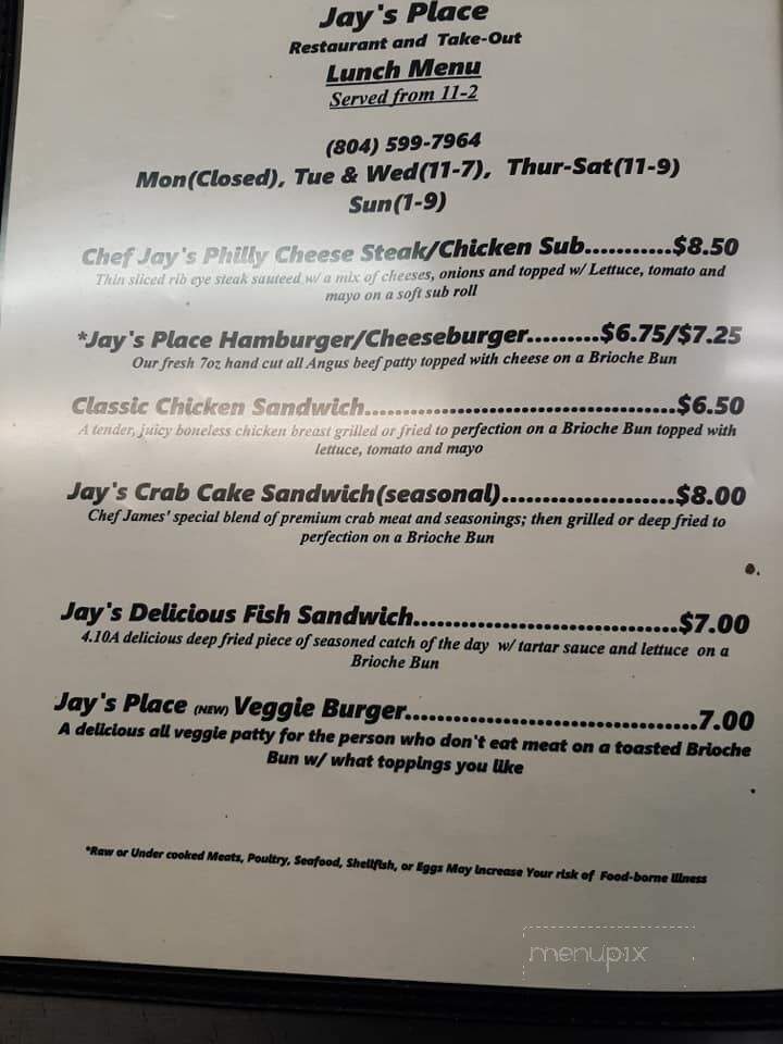 Jay's Place Restaurant and Takeout - Hague, VA