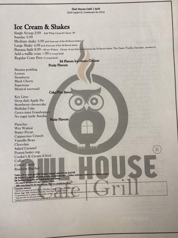 Owl House Cafe Grill - Creedmoor, NC