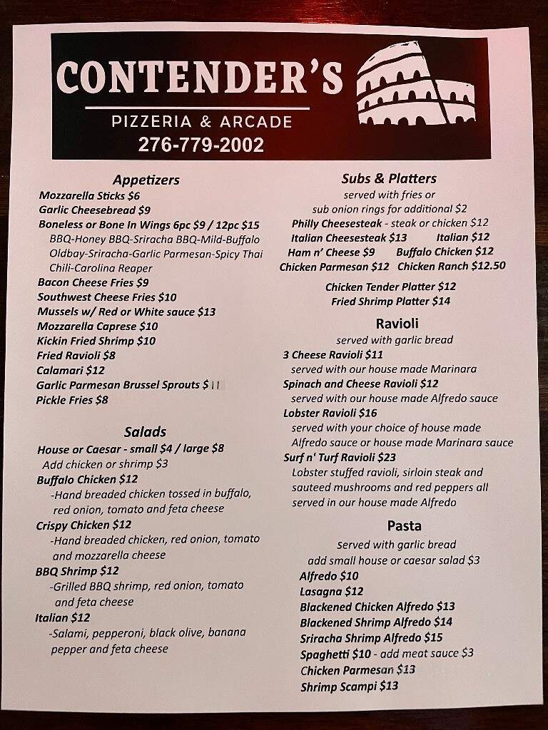 Contender's Pizzeria and Arcade - Hillsville, VA