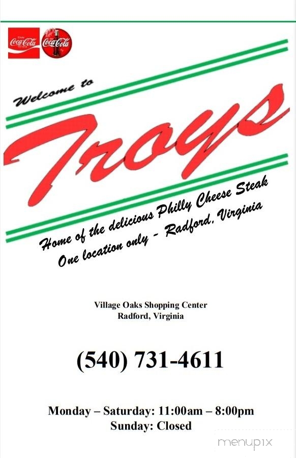 Troy's Steak Subs & Pizza - Fairlawn, VA