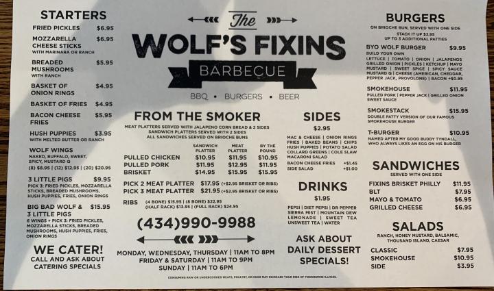 The Wolf's Fixins Barbecue - Ruckersville, VA